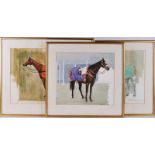 Edward Heeley (1935-2011) Three watercolour studies of racehorses Scottish Folly, Mr AD Bastiman,