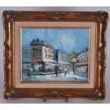 Burnett (20th century) Parisien Street scene, oil on canvas 19cm x 24cm