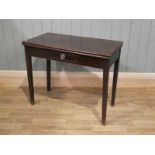 George III mahogany fold over tea table with frieze drawer