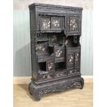 Late 19th/early 20th century Meiji period Shedana (cabinet) with ebonised finish and inlaid bone