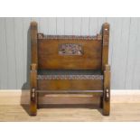 William Burges style Arts and Crafts single bed with carved and painted medieval design 101cm