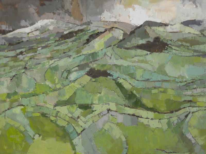 Edward heeley (1935-2011) palette knife pastoral lakeland landscape, signed and dated lower left