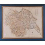 19th Century map of Yorkshire by R Creighton engraved by Thos Starling 1845 41cm x 52cm, framed