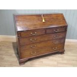 George III wide mahogany bureau in two sections