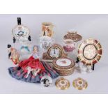 A small collection of decorative ceramics to include three items of Wedgewood Clio, a cornucopia