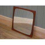 Danish teak mirror, retailed Clarke Eaton 1969 53.5cm sq