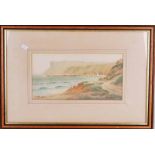 G.W. Morrison (20th century) Fair Head, Antrim, a figured watercolour coastal landscape, signed