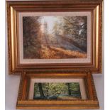 N. Spilman (20th century) Spring Night and Autumn Night, two oil on boards in gilt frames