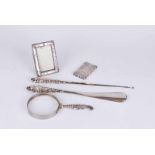 Small group of silver items to include a Victorian lady's card case by Hilliard & Thomason,