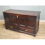 18th Century oak panel mule chest