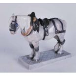 Royal Copenhagen large porcelain model of a Percheron cart horse, on a rectangular base, signed C.J.