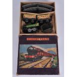 Hornby Trains: Clockwork locomotive and tender with Pullman carriages, track and fasteners