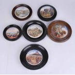 A group of 19th century Prattware pot lids including: Sandringham the Seat of HRH The Prince of