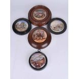 A group of 19th century Prattware pot lids including: The Room in Which Shakespeare was born,