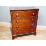 George III mahogany secretaire chest, with fitted compatment over three drawers on bracket feet