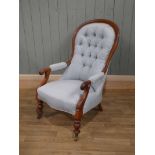 Victorian mahogany spoon back armchair