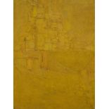 Edward Heeley (1935-2011) oil on board abstract study in yellow Yellow Quarry , signed lower left