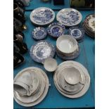 A selection of blue and white tableware and a Royal Sturat china 36 piece tea service for 6 places