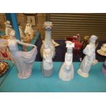 A Lladro Dancer number 5050 and three other Spanish porcelain figures of chlildren