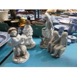 2 Coalport Figural Groups Visting Day and The Boy, Royal Doulton Reflections and Lladro Girl with
