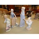 Four Nao porcelain figural models as children