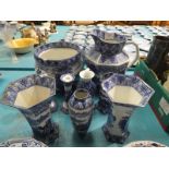 A mixed lot of Cauldon Chariot blue and white (9 items)