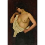 attributed to ORAZIO GAIGHER (Austrian/Italian 1870-1938) A PAINTING, "Nude Beauty with Earrings,"