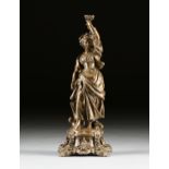A NAPOLEON III BRONZE LACQUERED METAL SCULPTURE OF CERES, 1850-1875, nicely cast and wearing a