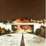 JOHN ALEXANDER (American/Texas b. 1945) A PAINTING, "Bridge Over the Road," oil on canvas, signed