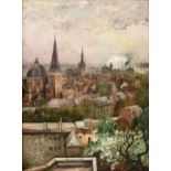 LÉON PHILIPPET (Belgian 1843-1906) A PAINTING, "Vue Plongeante sur Liège," oil on canvas, signed