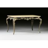 A ROCOCO REVIVAL MARBLE TOP GILT BRASS COFFEE TABLE, EARLY/MID 20TH CENTURY, the serpentine edge