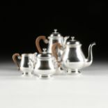A CHRISTOFLE FOUR PIECE SILVERPLATED "GALLIA" TEA/COFFEE SERVICE, MARKED, 1937-1983, each with a