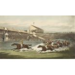 after HENRY THOMAS ALKEN (English 1785-1851) AN EQUESTRIAN PRINT, "The Winning Post," offset color