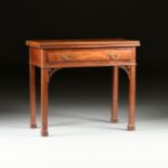 AN AMERICAN CHIPPENDALE CHERRY GATELEG GAME TABLE, LATE 18TH/EARLY 19TH CENTURY, the nicely