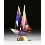 DINO ROSIN (Italian b. 1948) A MURANO ART GLASS SCULPTURE, "Sailboat," CIRCA 2000, modeled as a