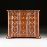 A CUSTOM BAROQUE STYLE CARVED MAHOGANY CHEST OF DRAWERS, MODERN, the undulating rectangular top