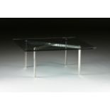 A "BARCELONA" COFFEE TABLE, after DESIGNS BY LUDWIG MIES VAN DER ROHE AND LILLY REICH, MID/LATE 20TH