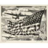 ALEXANDRE HOGUE (American/Texas 1898-1994) A PRINT, "Liberators," 1943, lithograph on paper,