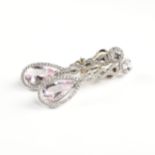 A PAIR OF 18K WHITE GOLD, MORGANITE, AND DIAMOND DROP EARRINGS, MODERN, the earrings mounted with