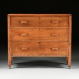 A MISSION TIGER STRIPE OAK CHEST OF DRAWERS, EARLY 20TH CENTURY, the rectangular top with