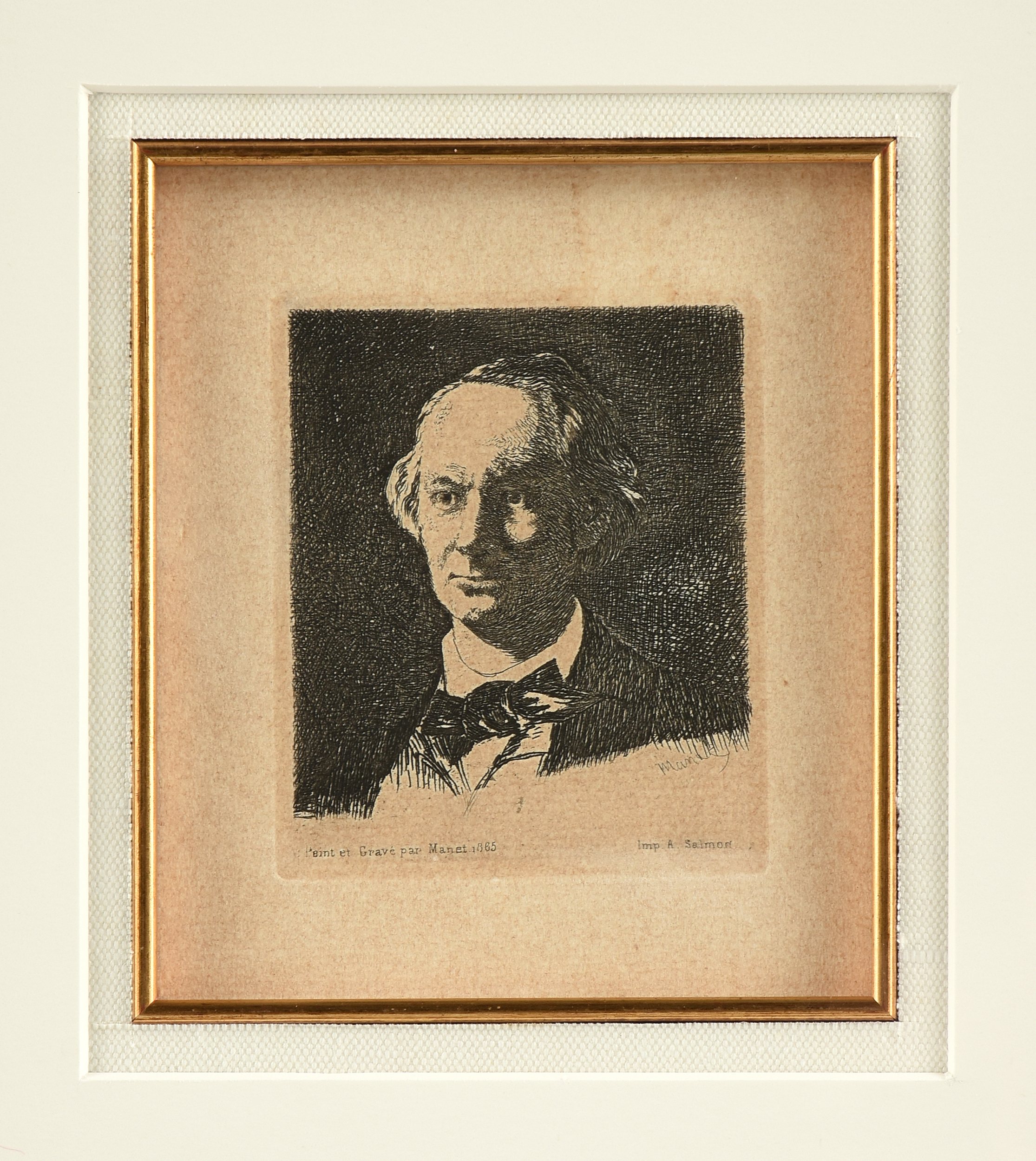 ÉDOUARD MANET (French 1832-1883) A PRINT, "Baudelaire en Face," 1868, etching on wove paper, signed