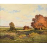 ROBERT WOOD (American/Texas 1889-1979) A PAINTING, "Cloudy Autumn Landscape," oil on canvas,