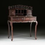A CHINESE EXPORT ROSEWOOD BONHEUR DU JOUR, SIGNED, ATTRIBUTED TO CANTON, LATE QING DYNASTY (1644-