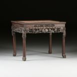 A CHINESE MARBLE TOPPED ROSEWOOD TABLE, GUANGXU PERIOD, 1875-1908, the rectangular top with