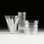 TWO BACCARAT CRYSTAL VASES AND ONE CRYSTAL ICE BUCKET, LATE 20TH CENTURY, comprising a Baccarat