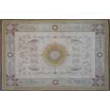 A DIRECTOIRE AUBUSSON STYLE RUG, MODERN, wool, in the Neoclassical taste in colors of pale pink,