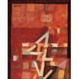 DAVID ADICKES (American/Texas b. 1927) A PAINTING, "Red Abstract," 1998, acrylic on wood, signed U/