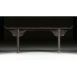 A VINTAGE CHINESE BLACK LACQUERED SOFTWOOD ALTAR TABLE, REPUBLIC PERIOD (1912-1949), the long