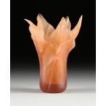 A DAUM AMBER PÃ‚TE DE VERRE CRYSTAL "TULIP" VASE, SIGNED, LATE 20TH CENTURY, of long Tulip