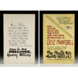 HENRY MILLER (American 1891-1980) TWO HAND PAINTED ADVERTISEMENTS, "We Invite You to See the First